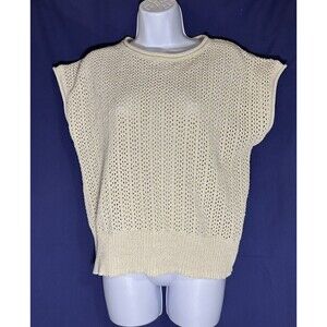 Greige Cream Open Knit Sweater Vest Size M